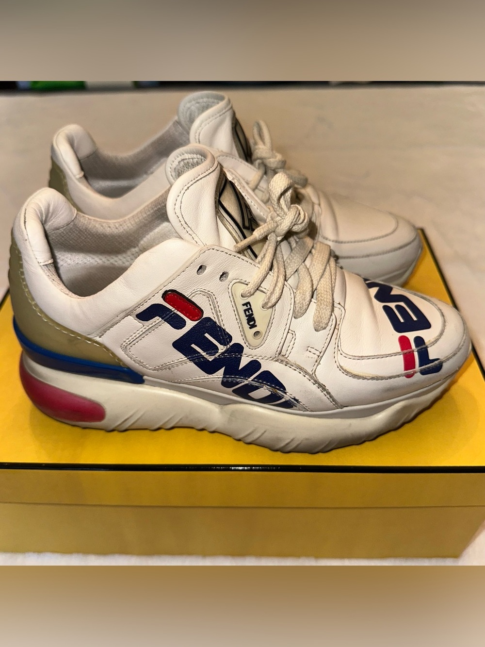 Fendi Leather Sneakers with Accents